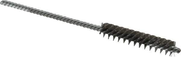 Made in USA - 5/16" Diam Helical Stainless Steel Tube Brush - Double Spiral, 0.005" Filament Diam, 1-1/2" Brush Length, 4" OAL, 1/8" Diam Galvanized Steel Shank - USA Tool & Supply