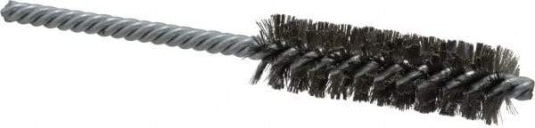 Made in USA - 3/4" Diam Helical Stainless Steel Tube Brush - Double Spiral, 0.006" Filament Diam, 2-1/2" Brush Length, 5-1/2" OAL, 0.237" Diam Galvanized Steel Shank - USA Tool & Supply