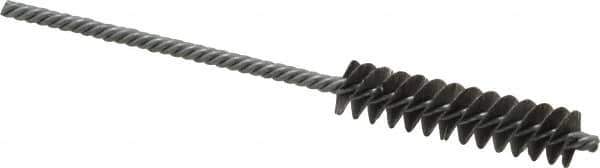 Made in USA - 3/8" Diam Helical Steel Tube Brush - Double Spiral, 0.005" Filament Diam, 1-1/2" Brush Length, 4" OAL, 1/8" Diam Galvanized Steel Shank - USA Tool & Supply