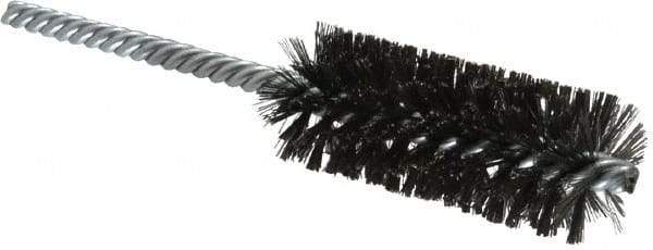 Made in USA - 1" Diam Helical Steel Tube Brush - Double Spiral, 0.006" Filament Diam, 2-1/2" Brush Length, 5-1/2" OAL, 0.237" Diam Galvanized Steel Shank - USA Tool & Supply