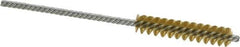 Made in USA - 5/16" Diam Helical Brass Tube Brush - Double Spiral, 0.005" Filament Diam, 1-1/2" Brush Length, 4" OAL, 1/8" Diam Galvanized Steel Shank - USA Tool & Supply