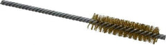 Made in USA - 1/2" Diam Helical Brass Tube Brush - Double Spiral, 0.006" Filament Diam, 2" Brush Length, 5" OAL, 0.162" Diam Galvanized Steel Shank - USA Tool & Supply