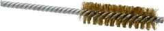 Made in USA - 3/4" Diam Helical Brass Tube Brush - Double Spiral, 0.006" Filament Diam, 2-1/2" Brush Length, 5-1/2" OAL, 0.237" Diam Galvanized Steel Shank - USA Tool & Supply