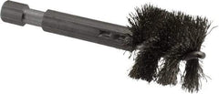 Made in USA - 3/4 Inch Inside Diameter, 7/8 Inch Actual Brush Diameter, Stainless Steel, Power Fitting and Cleaning Brush - 1/4 Shank Diameter, 2-3/4 Inch Long, Hex Shaft Stem - USA Tool & Supply