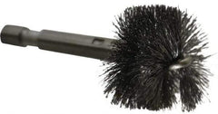 Made in USA - 1 Inch Inside Diameter, 1-1/8 Inch Actual Brush Diameter, Carbon Steel, Power Fitting and Cleaning Brush - 1/4 Shank Diameter, 2-3/4 Inch Long, Hex Shaft Stem - USA Tool & Supply