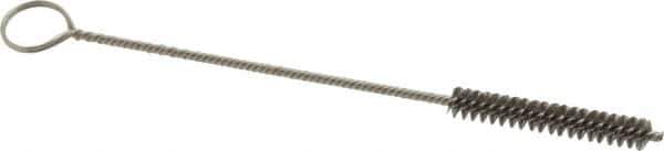 Made in USA - 1-1/2" Long x 1/4" Diam Stainless Steel Twisted Wire Bristle Brush - Double Spiral, 5-1/2" OAL, 0.003" Wire Diam, 0.062" Shank Diam - USA Tool & Supply