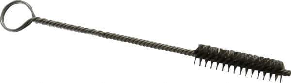 Made in USA - 1-1/2" Long x 3/8" Diam Stainless Steel Twisted Wire Bristle Brush - Double Spiral, 5-1/2" OAL, 0.005" Wire Diam, 0.085" Shank Diam - USA Tool & Supply