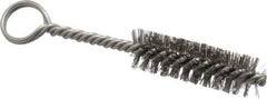 Made in USA - 2-1/2" Long x 3/4" Diam Stainless Steel Twisted Wire Bristle Brush - Double Spiral, 5-1/2" OAL, 0.01" Wire Diam, 0.162" Shank Diam - USA Tool & Supply