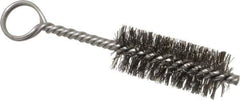 Made in USA - 2-1/2" Long x 1" Diam Stainless Steel Twisted Wire Bristle Brush - Double Spiral, 5-1/2" OAL, 0.01" Wire Diam, 0.162" Shank Diam - USA Tool & Supply