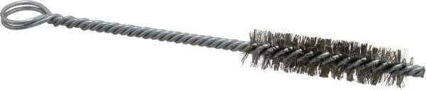 Made in USA - 2" Long x 1/2" Diam Stainless Steel Twisted Wire Bristle Brush - Double Spiral, 5-1/2" OAL, 0.006" Wire Diam, 0.162" Shank Diam - USA Tool & Supply