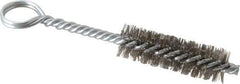 Made in USA - 2-1/2" Long x 3/4" Diam Stainless Steel Twisted Wire Bristle Brush - Double Spiral, 5-1/2" OAL, 0.01" Wire Diam, 0.235" Shank Diam - USA Tool & Supply