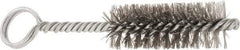 Made in USA - 2-1/2" Long x 7/8" Diam Stainless Steel Twisted Wire Bristle Brush - Double Spiral, 5-1/2" OAL, 0.01" Wire Diam, 0.235" Shank Diam - USA Tool & Supply