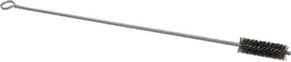 Made in USA - 2-1/2" Long x 7/8" Diam Stainless Steel Twisted Wire Bristle Brush - Double Spiral, 18" OAL, 0.006" Wire Diam, 0.235" Shank Diam - USA Tool & Supply