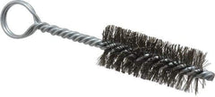 Made in USA - 2-1/2" Long x 1" Diam Stainless Steel Twisted Wire Bristle Brush - Double Spiral, 5-1/2" OAL, 0.01" Wire Diam, 0.235" Shank Diam - USA Tool & Supply