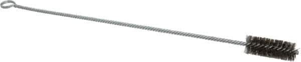 Made in USA - 2-1/2" Long x 1" Diam Stainless Steel Twisted Wire Bristle Brush - Double Spiral, 18" OAL, 0.006" Wire Diam, 0.235" Shank Diam - USA Tool & Supply