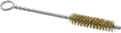 Made in USA - 2" Long x 1/2" Diam Brass Twisted Wire Bristle Brush - Double Spiral, 5-1/2" OAL, 0.006" Wire Diam, 0.162" Shank Diam - USA Tool & Supply