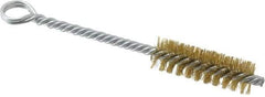 Made in USA - 2" Long x 5/8" Diam Brass Twisted Wire Bristle Brush - Double Spiral, 5-1/2" OAL, 0.008" Wire Diam, 0.209" Shank Diam - USA Tool & Supply