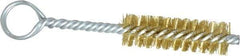 Made in USA - 2-1/2" Long x 3/4" Diam Brass Twisted Wire Bristle Brush - Double Spiral, 5-1/2" OAL, 0.01" Wire Diam, 0.235" Shank Diam - USA Tool & Supply