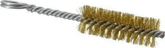 Made in USA - 2-1/2" Long x 7/8" Diam Brass Twisted Wire Bristle Brush - Double Spiral, 5-1/2" OAL, 0.01" Wire Diam, 0.235" Shank Diam - USA Tool & Supply