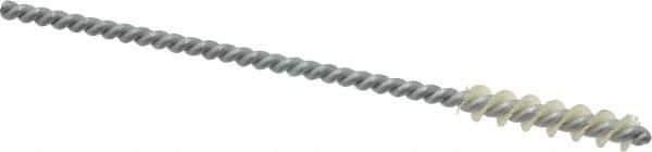 Made in USA - 7/32" Diam Helical Nylon Tube Brush - 0.008" Filament Diam, 1" Brush Length, 4" OAL, 0.11" Diam Galvanized Steel Shank - USA Tool & Supply