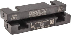 Snap Jaws - 4" Wide x 1.155" High x 0.55" Thick, Step Vise Jaw - Hard, Steel, Fixed Jaw, Compatible with 4" Vises - USA Tool & Supply