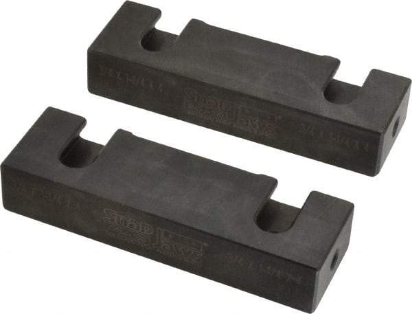 Snap Jaws - 4" Wide x 1-1/4" High x 3/4" Thick, Flat/No Step Vise Jaw - Soft, Steel, Fixed Jaw, Compatible with 4" Vises - USA Tool & Supply