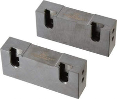 Snap Jaws - 4" Wide x 1-3/4" High x 1" Thick, Flat/No Step Vise Jaw - Soft, Steel, Fixed Jaw, Compatible with 4" Vises - USA Tool & Supply