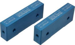 Snap Jaws - 4" Wide x 1-1/2" High x 3/4" Thick, Flat/No Step Vise Jaw - Soft, Aluminum, Fixed Jaw, Compatible with 4" Vises - USA Tool & Supply