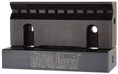 Snap Jaws - 4" Wide x 1-3/4" High x 1" Thick, V-Groove Vise Jaw - Steel, Fixed Jaw, Compatible with 4" Vises - USA Tool & Supply