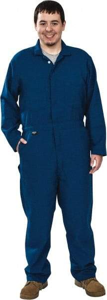 Stanco Safety Products - Size L, Royal Blue, Zipper, Flame Resistant/Retardant Coverall - 42 to 44" Chest, Nomex, 7 Pockets, Elastic Waistband, Full Action Back, 2-Way Concealed Zipper - USA Tool & Supply