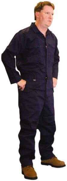 Stanco Safety Products - Size M, Navy Blue, Zipper, Flame Resistant/Retardant Coverall - 38 to 40" Chest, Nomex, 7 Pockets, Elastic Waistband, Full Action Back, 2-Way Concealed Zipper - USA Tool & Supply