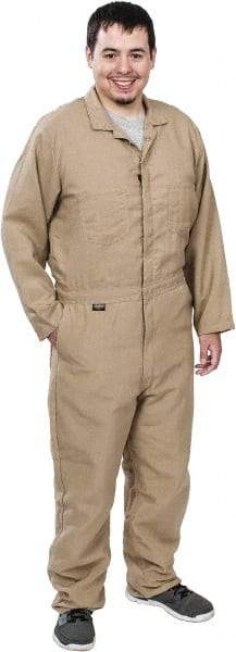 Stanco Safety Products - Size XL, Khaki, Zipper, Flame Resistant/Retardant Coverall - 46 to 48" Chest, Nomex, 7 Pockets, Elastic Waistband, Full Action Back, 2-Way Concealed Zipper - USA Tool & Supply