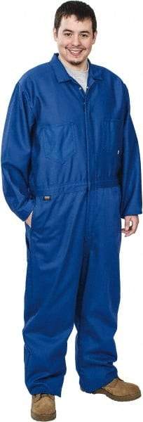 Stanco Safety Products - Size 2XL, Royal Blue, Zipper, Flame Resistant/Retardant Coverall - 50 to 52" Chest, Indura, 7 Pockets, Elastic Waistband, Full Action Back, 2-Way Concealed Zipper - USA Tool & Supply