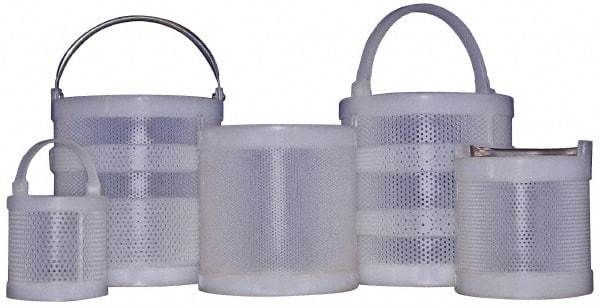 Made in USA - Round Polypropylene Dipping Basket - 3/16" Perforation, 6" Wide - USA Tool & Supply