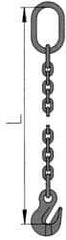 Pewag - 5' Long x 10" Wide, 15,000 Lb Basket Capacity, 15,000 Lb Vertical Capacity, Alloy Steel Web Sling - SOG Chain Sling, 1/2" Diam Chain, Self-Colored, with Grab Hook & Master Link - USA Tool & Supply