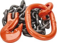Pewag - 5' Long x 10" Wide, 8,800 Lb Basket Capacity, 8,800 Lb Vertical Capacity, Alloy Steel Web Sling - SOG Chain Sling, 3/8" Diam Chain, Self-Colored, with Grab Hook & Master Link - USA Tool & Supply