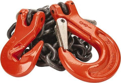 Pewag - 5' Long x 10" Wide, 4,300 Lb Basket Capacity, 4,300 Lb Vertical Capacity, Alloy Steel Web Sling - SSG Chain Sling, 9/32" Diam Chain, Self-Colored, with Grab Hook & Sling Hook - USA Tool & Supply