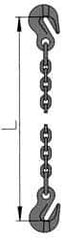 Pewag - 5' Long, 17,900 Lb Basket Capacity, 17,900 Lb Vertical Capacity, 1 Ply, Alloy Steel Web Sling - 17,900 Lb Choker Capacity, SGG Chain Sling, 1/2" Diam Chain, Blue, with 1 Grab Hook on Each End - USA Tool & Supply