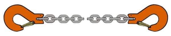 Pewag - 5' Long x 10" Wide, 15,000 Lb Basket Capacity, 15,000 Lb Vertical Capacity, Alloy Steel Web Sling - SSS Chain Sling, 1/2" Diam Chain, Self-Colored, with 2 Sling Hooks - USA Tool & Supply