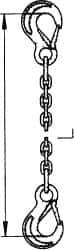 Pewag - 5' Long, 4,400 Lb Basket Capacity, 4,400 Lb Vertical Capacity, Stainless Steel Web Sling - SSS Chain Sling, 3/8" Diam Chain, Bright Polish, with 2 Sling Hooks - USA Tool & Supply