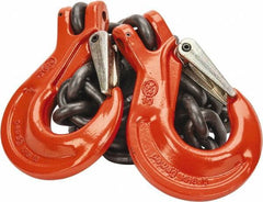 Pewag - 5' Long x 10" Wide, 8,800 Lb Basket Capacity, 8,800 Lb Vertical Capacity, Alloy Steel Web Sling - SSS Chain Sling, 3/8" Diam Chain, Self-Colored, with 2 Sling Hooks - USA Tool & Supply