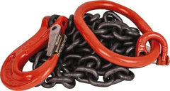 Pewag - 5' Long x 10" Wide, 2,700 Lb Basket Capacity, 2,700 Lb Vertical Capacity, Alloy Steel Web Sling - SOS Chain Sling, 7/32" Diam Chain, Self-Colored, with Sling Hook & Master Link - USA Tool & Supply
