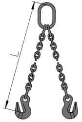 Pewag - 5' Long x 10" Wide, 26,000 Lb Basket Capacity, 26,000 Lb Vertical Capacity, Alloy Steel Web Sling - DOG Chain Sling, 1/2" Diam Chain, Self-Colored, with 2 Grab Hooks & Master Link - USA Tool & Supply