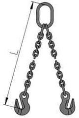 Pewag - 5' Long, 20,800 Lb Basket Capacity, 20,800 Lb Vertical Capacity, Alloy Steel Web Sling - DOG Chain Sling, 1/2" Diam Chain, Silver (Color), with 2 Grab Hooks & Master Link - USA Tool & Supply