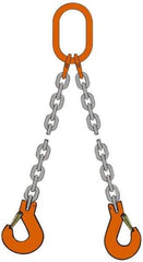 Pewag - 10' Long, 20,800 Lb Basket Capacity, 20,800 Lb Vertical Capacity, Alloy Steel Web Sling - DOS Chain Sling, 1/2" Diam Chain, Silver (Color), with 2 Sling Hooks & Master Link - USA Tool & Supply