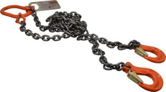 Pewag - 5' Long x 10" Wide, 4,700 Lb Basket Capacity, 4,700 Lb Vertical Capacity, Alloy Steel Web Sling - DOS Chain Sling, 7/32" Diam Chain, Self-Colored, with 2 Sling Hooks & Master Link - USA Tool & Supply