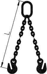 Pewag - 5' Long, 12,100 Lb Basket Capacity, 12,100 Lb Vertical Capacity, Stainless Steel Web Sling - DOS Chain Sling, 1/2" Diam Chain, Bright Polish, with 2 Sling Hooks & Master Link - USA Tool & Supply
