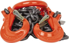 Pewag - 5' Long x 10" Wide, 15,200 Lb Basket Capacity, 15,200 Lb Vertical Capacity, Alloy Steel Web Sling - DOS Chain Sling, 3/8" Diam Chain, Self-Colored, with 2 Sling Hooks & Master Link - USA Tool & Supply