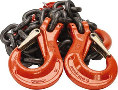Pewag - 5' Long x 10" Wide, 26,000 Lb Basket Capacity, 26,000 Lb Vertical Capacity, Alloy Steel Web Sling - DOS Chain Sling, 1/2" Diam Chain, Self-Colored, with 2 Sling Hooks & Master Link - USA Tool & Supply