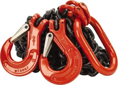 Pewag - 10' Long x 10" Wide, 7,500 Lb Basket Capacity, 7,500 Lb Vertical Capacity, Alloy Steel Web Sling - DOS Chain Sling, 9/32" Diam Chain, Self-Colored, with 2 Sling Hooks & Master Link - USA Tool & Supply
